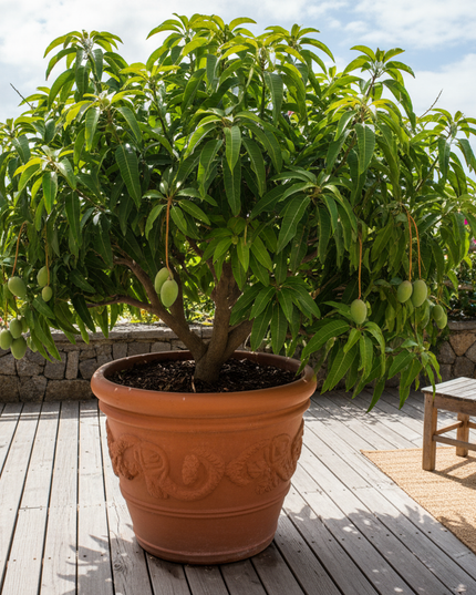 Dwarf Hawaiian mango tree in container
