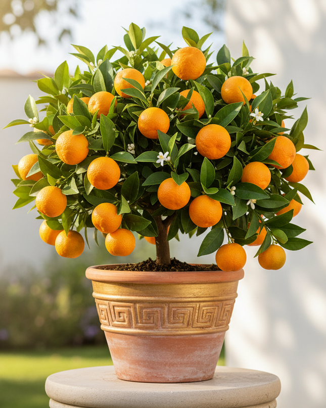 Gold Nugget Satsuma Tree In container
